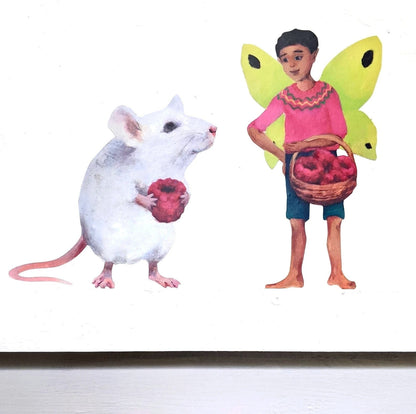 mouse and fairy sharing rasberries