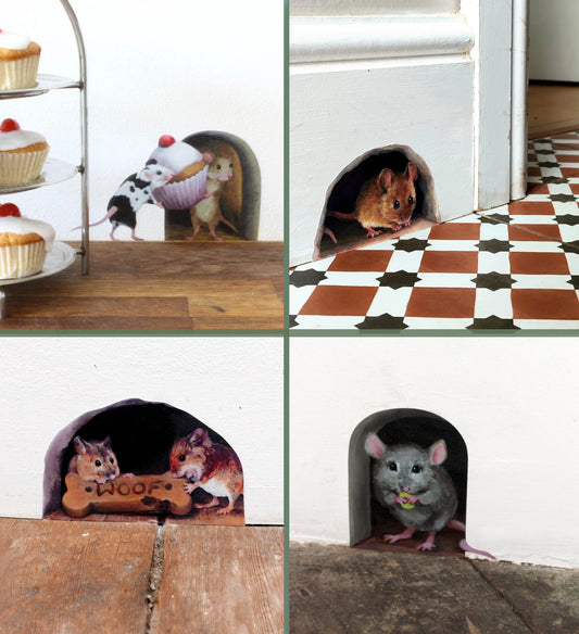 4 wall decal mouse hole scenes