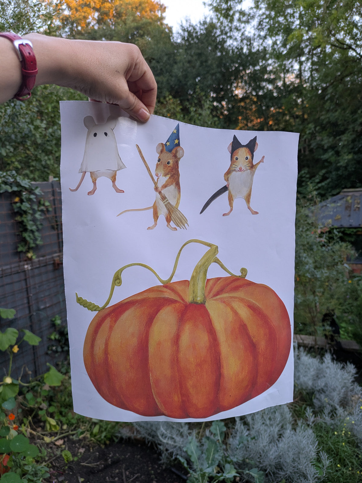 Halloween decal set with pumpkin and spooky mice